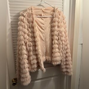 Xhiliration Shaggy Fuzzy Pink Jacket/Cardigan